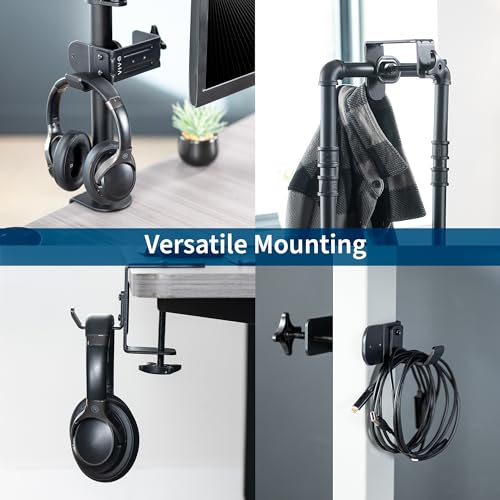 VIVO Black Clamp-on Hook for Desktop and Desk Leg Mounting - Image 5