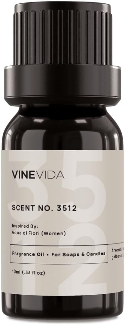 VINEVIDA Scent NO. 3512 Fragrance Oil - 10mL - Inspired by: Aqua di Fiori (Women) Fragrance Oil for Candle Making - Made in USA Candle Scents Scents for Soap Making