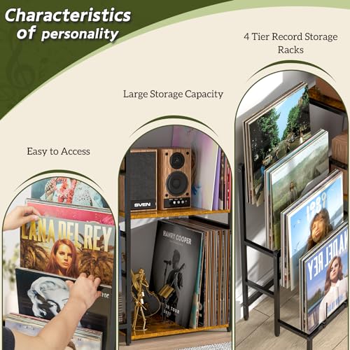 Record Player Stand, Turntable Stand with 4-Tier Vinyl - Image 7