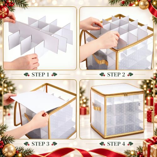 Hsei Plastic Christmas Ornament Storage Box with Dividers - Image 6