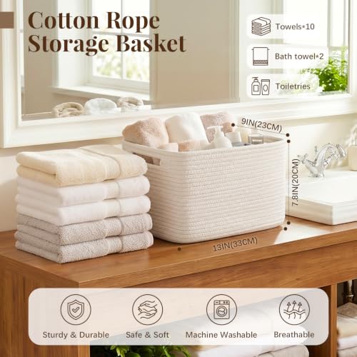 OIASKET 4Packs Natural Cotton Rope Storage Baskets for Organizing - Image 3
