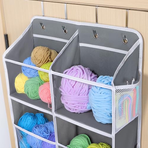 Univivi Hanging Yarn Storage Organizer with Side Pockets, 5 Tiers - Image 5