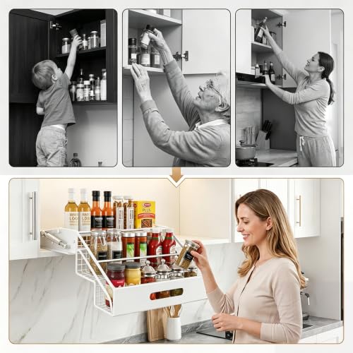 Pull-Down Shelf for Upper Cabinet, 3 Tier Pull-Out Spice - Image 4