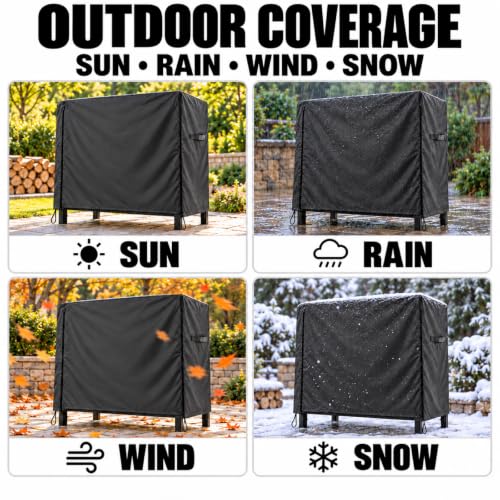 4ft Firewood Rack Cover Outdoor Waterproof 600D Oxford heavy-duty - Image 8