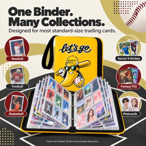Baseball Card Binder, 9-Pocket, Holds 990 Cards, Yellow Banana - Image 5