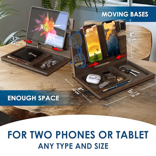 BarvA Two Phone Docking Station | Night Stand Desk Organizer | - Image 4