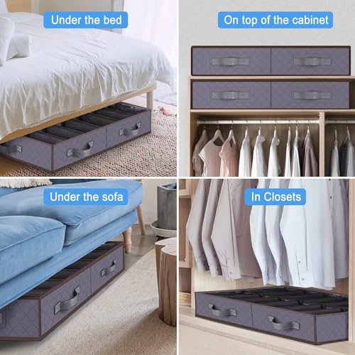 Set of 2, Under Bed Shoe Storage Organizer, Gray - Image 8