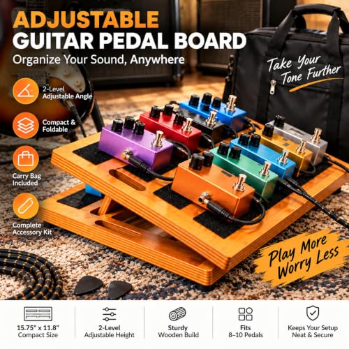 Boao Wooden Guitar Pedal Board 15.75 x 11.8 Inch | Phone & Computer - Image 6