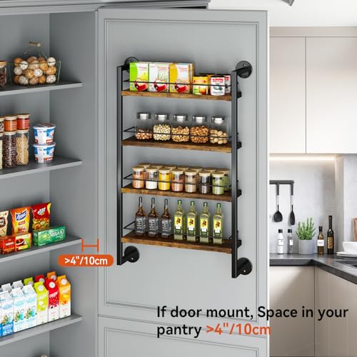 IBUYKE 4 Tier Spice Rack Wall Mount for Kitchen,Brown TLJ016H - Image 5
