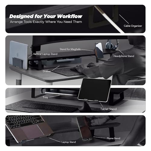 ULTRARM Moodular Wooden Monitor Stand Desk Organizer, Large 45.6" - Image 6