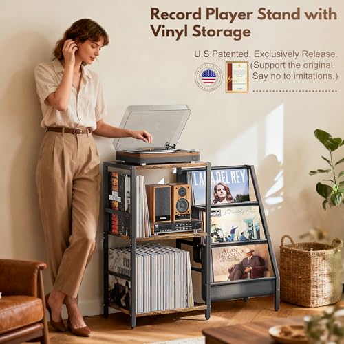 Bikoney Record Player Stand, Turntable Stand with 3-Tier - Image 4