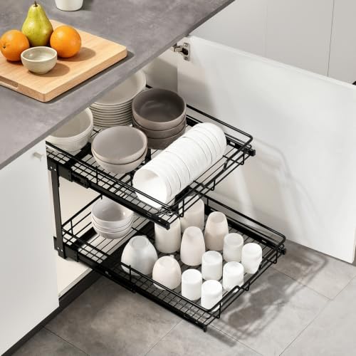2 Tier Cabinet Pull Out organizer (15" W x 22" D), Heavy - Image 5
