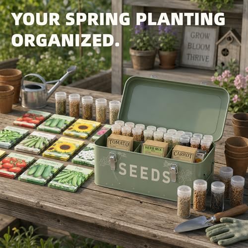 Metal Seed Storage Organizer Box with 30 Bottles, 4-Compartment - Image 6