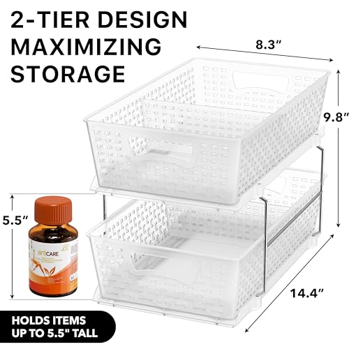 Simple Houseware 2 Tier Pull-Out Sliding Drawer Under Sink Storage, Clear