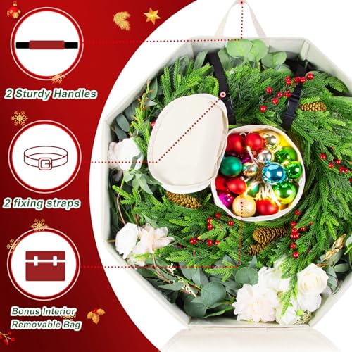 Wreath Storage Hard Shell Christmas Decorations Case Bag - Image 6