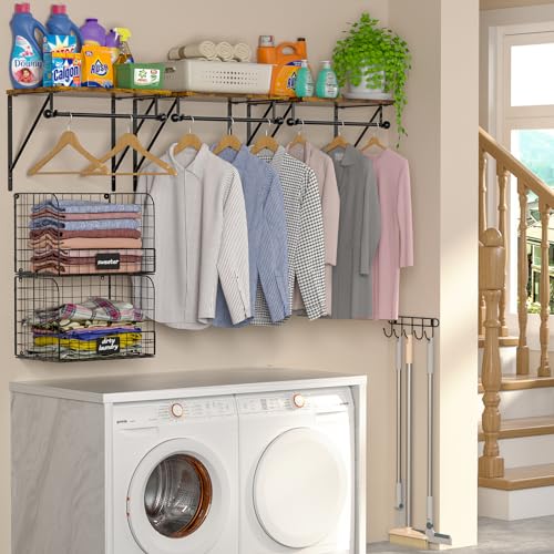 Laundry Room Shelves Wall Mounted with Wire Baskets, | All Products - Image 6