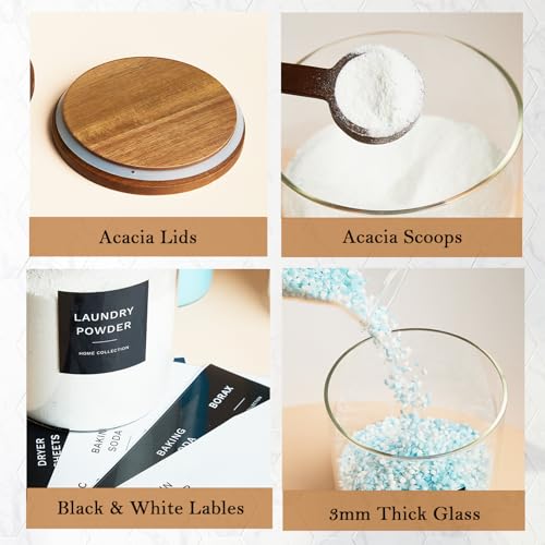 Glass Laundry Storage Containers with Acacia Lids | Home Organization - Image 7