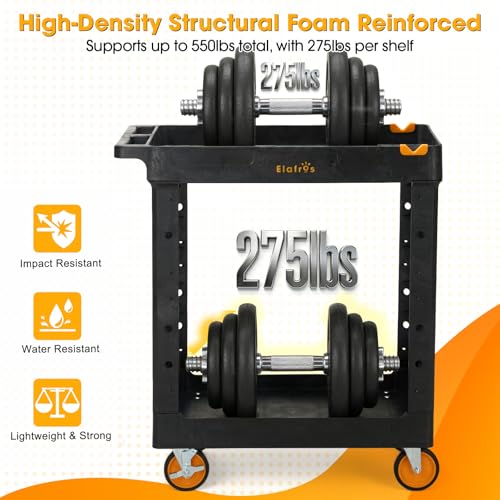 ELAFROS 2-Shelf Heavy Duty Utility Cart, 34.4 x 16.7 x 38.5 in - Image 7