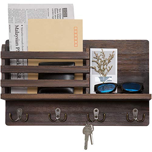 Key Mail Holder Wall Mounted Wooden Hanger with 4 Double - Image 2