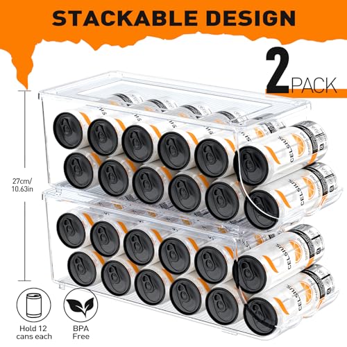 SCAVATA 2 Pack Skinny Can Organizer for Refrigerator, Stackable - Image 3