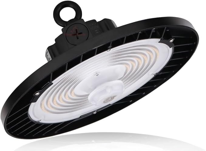RuggedGrade 240W - Titan VI Series LED High Bay Light UFO with Motion Sensor - 39,600 Lumens - Color Selectable on Fixture 3000K/4000K/5000K - Warehouse, Multisport Gyms & Workshops - DLC 5.1 Premium