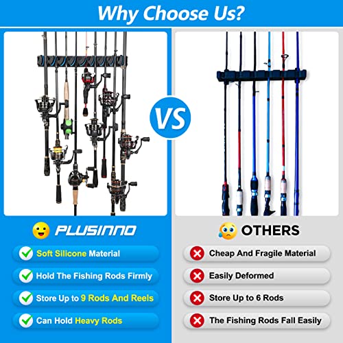 PLUSINNO V9 Vertical Fishing Rod Holder, Wall Mounted | Garage Storage - Image 7