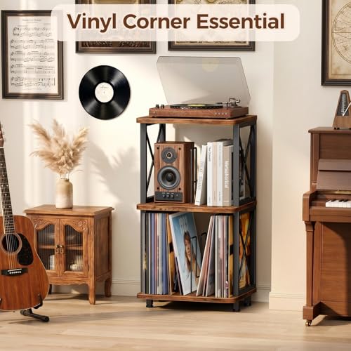 Portin Record Player Stand with Vinyl Storage 3-Tier - Image 7