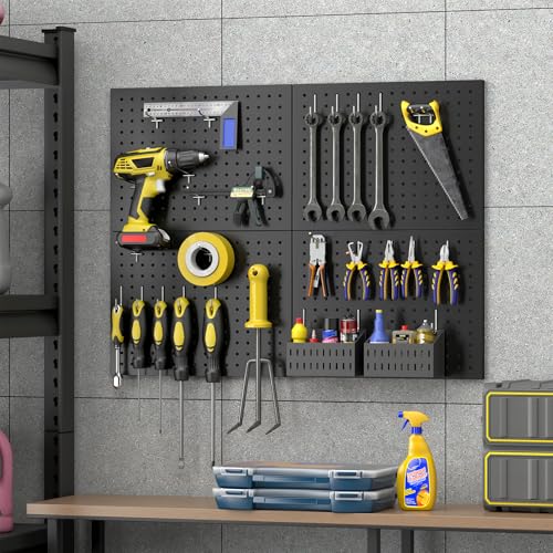 4-Pack Heavy-Duty Metal Pegboard Organizer Kit - 16"x12" - Image 3
