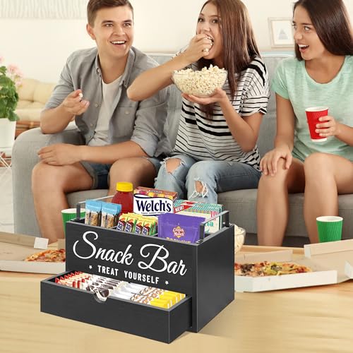 Snack Organizer for Countertop, Wood Pantry Storage Bins - Image 3
