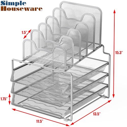 Simple Houseware Desk Organizer, 3 Sliding Tray & 5 Stacking - Image 4