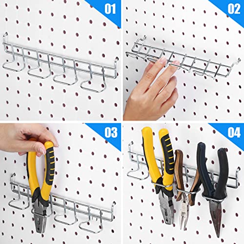 4 Pcs Pegboard Tool Holder Hooks for Screwdriver Pliers, Silver - Image 4