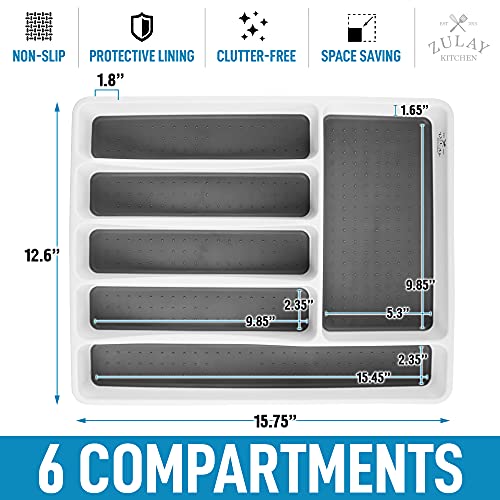 Zulay Kitchen Silverware Organizer Tray - 6-Compartment Non Slip - Image 4