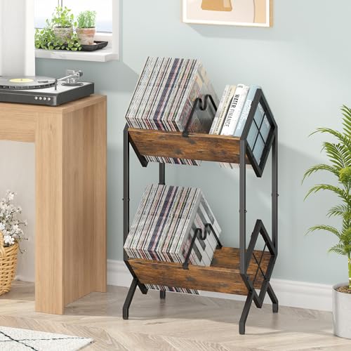 RUILALIFE 2-Tier-Vinyl-Record-Storage-Holder | Home Organization - Image 7