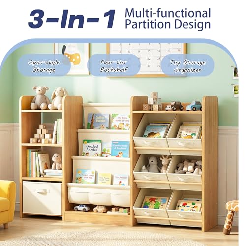 Kids Bookshelf and Toy Storage, Large Toy Storage Chest - Image 4