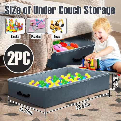 LILXIU Under Couch Storage, 2 Pack Foldable Under Sofa Storage - Image 3