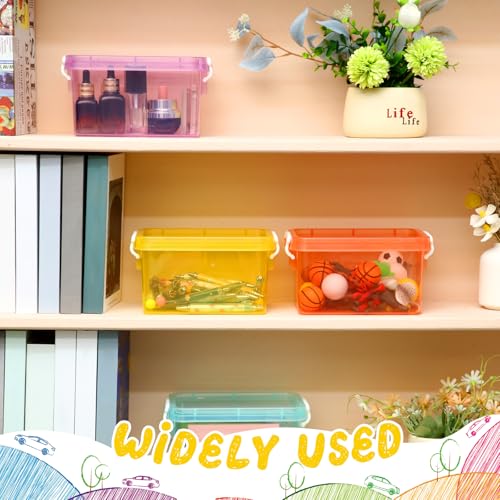 6 Pack Colorful Plastic Storage Bins with Lids, Colorful - Image 7