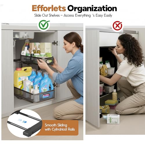 2 Pack Under Sink Organizer, Dual-Layer Pull Out Mes | All Products - Image 4