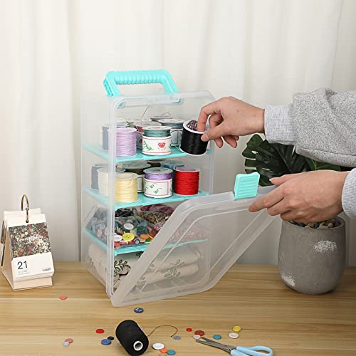 BTSKY Clear Plastic Dividing Storage Box with 4 | Home Organization - Image 3