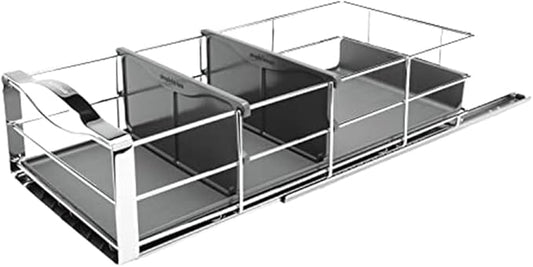 simplehuman 14 inch Pull-Out Cabinet Organizer, Heavy-Gauge Steel Frame, gray