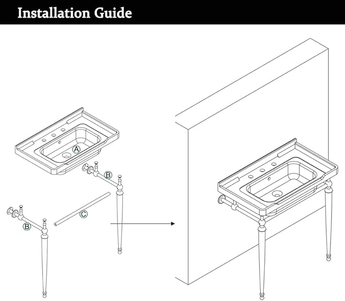 36" Bathroom Console Sink, Wall-Mounted White Ceramic Vanity Basin with 3 Pre-drilled Faucet Holes, Freestanding Chrome Stainless Steel Support Legs with Towel Bar, No Faucet - Rome, White
