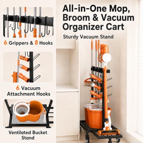 Broom Holder Cleaning Supplies Organizer with Mop Hanger - Image 6