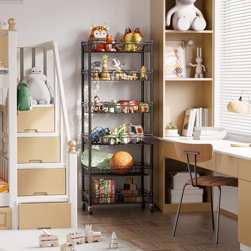6 Tier Shelf Wire Shelving Adjustable Storage Shelves Basket Rack - Image 6