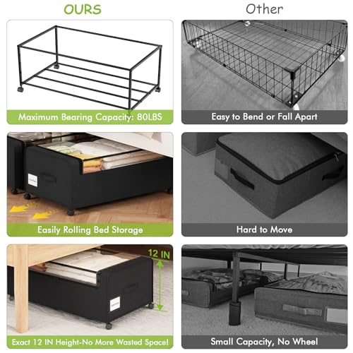 Webetop Under Bed Storage Containers with Wheels, Clear Lid - Image 6