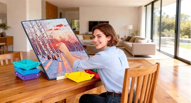 Tektalk Jigsaw Puzzle Board with 3 Angle | Home Organization - Image 3