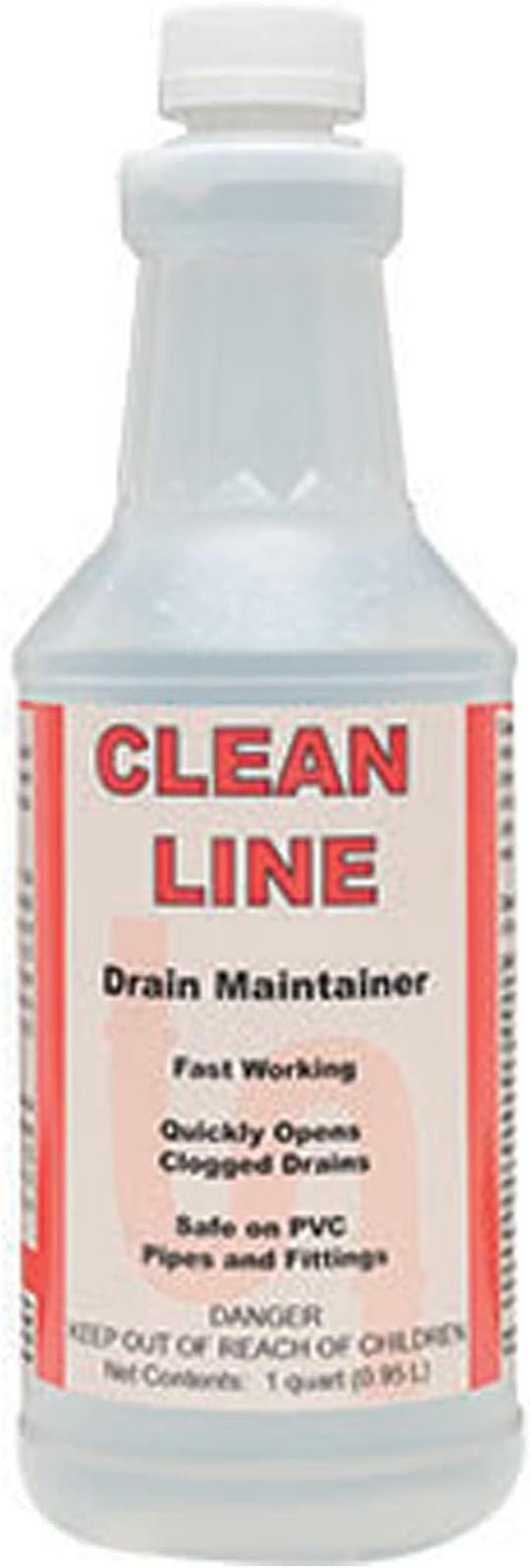 DETCO-Clean LINE Drain Cleaner and Unblocker - Industrial Strength, Fast-Acting Liquid Formula, Unclogs Pipes and Drains Quickly, 32 Ounce Bottle
