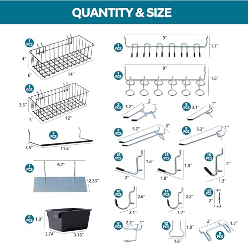 246PCS Pegboard Accessories Organizer Kit,Includes Pegboard Hooks - Image 5
