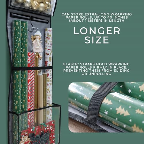 Hanging Wrapping Paper Organizer 63", Over-the-Door Gift - Image 7
