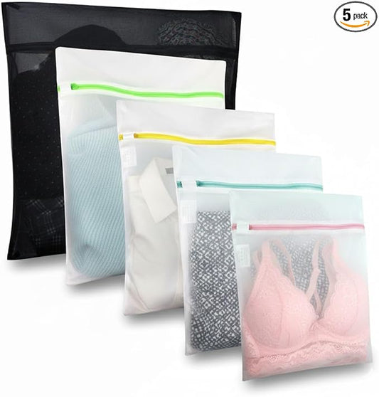 GOGOODA Mesh Laundry Bags for Delicates Durable Protective Wash Bags Travel Storage Bags for Intimates Lingerie, 5PCS (1XXL,2L,2M)