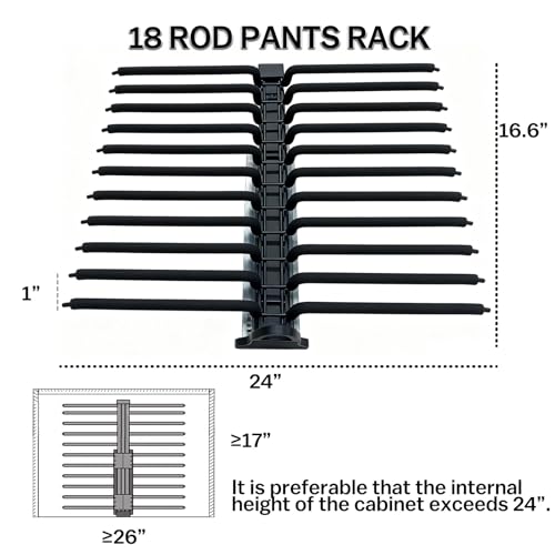Pull Out Pants Rack for Closet, 18 Arms Steel Trouser Rack - Image 3
