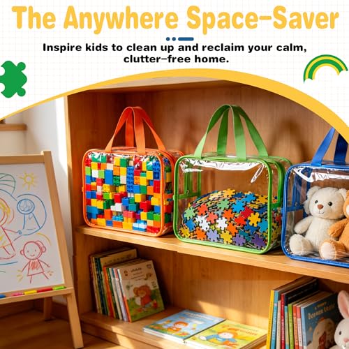 9 Pack Large Clear Toy Storage Bags Waterproof PVC Zipper Pouches - Image 7